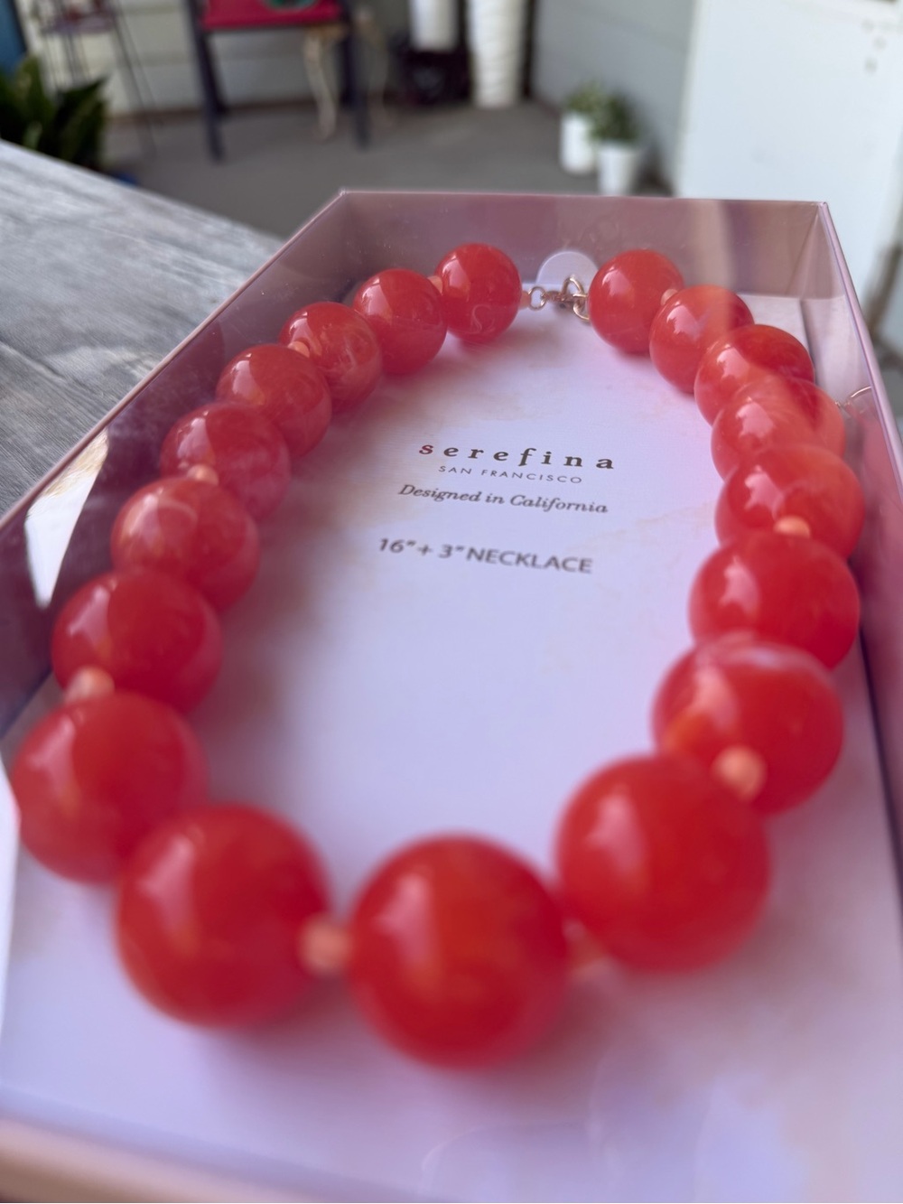 Serefina Coral Bead Statement Necklace - Vibrant Red